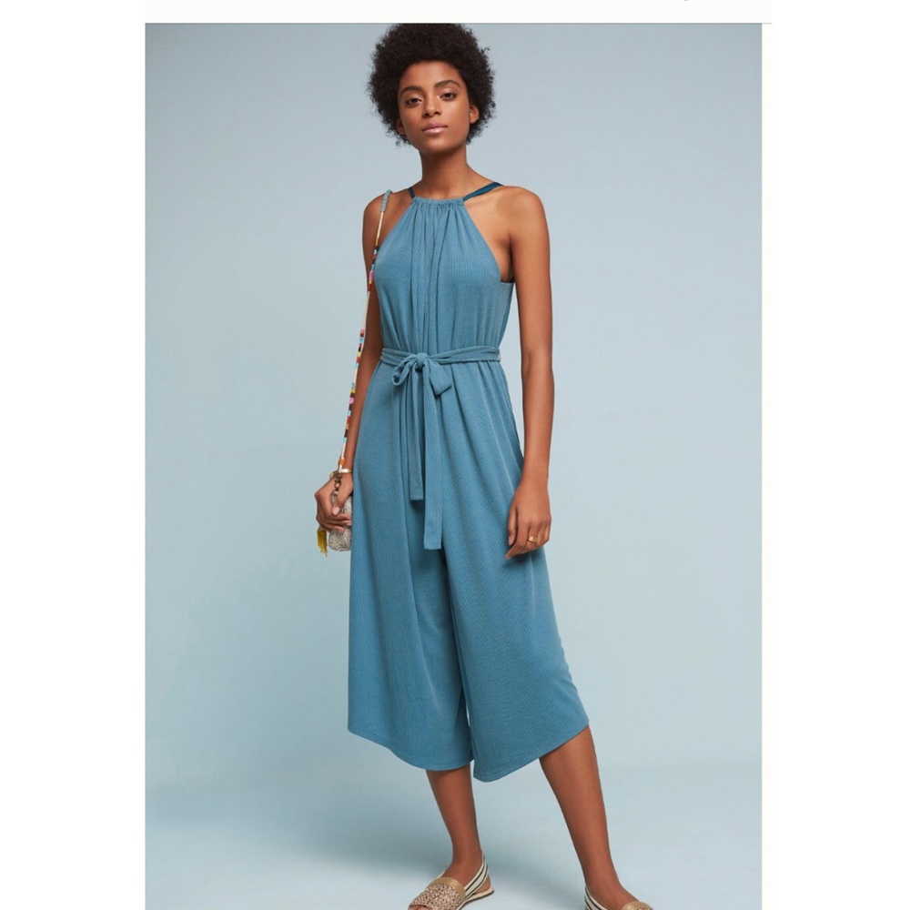 NWOT Anthropologie Wide Leg Halter Jumpsuit
